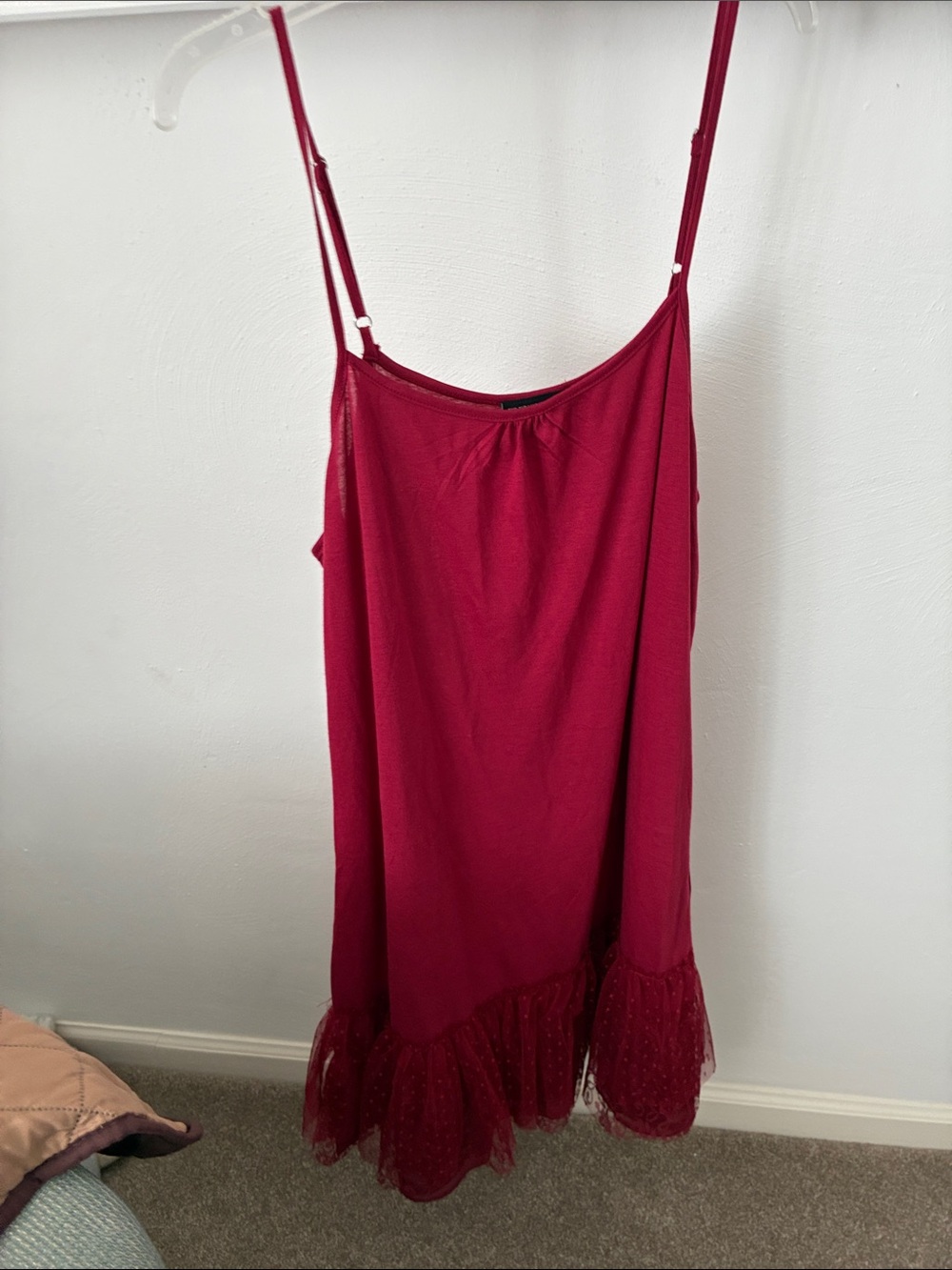 The Pyramid Collection Burgundy Lace-Hem Slip
